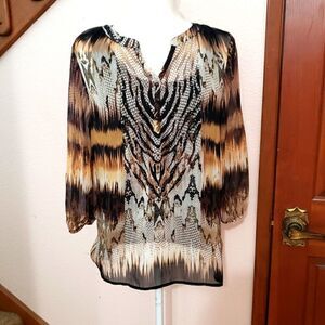 Sheer top with attached sleeveless tanktop, by Laura Scott. Size S